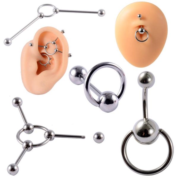 1pc stainless steel decor roundbelly button ring steel industrial barbell cartilage earring punk style tongue ring piercing 14g q sqcaum, Silver
1pc stainless steel decor roundbelly button ring steel industrial barbell cartilage earring punk style tongue ring piercing 14g q sqcaum, Silver