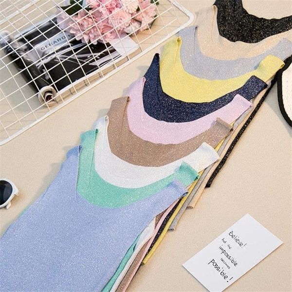 sliver thread tank t-shirts fashion lady tank solid comfortable knit sleeveless camisole women's vest, White
sliver thread tank t-shirts fashion lady tank solid comfortable knit sleeveless camisole women's vest, White