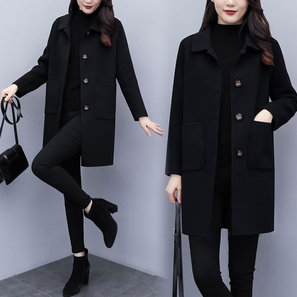 hodisytian winter women wool blends solid trench coat female elegant ocio outerwear leisure thick cardigan cashmere overcoat 201102, Black
hodisytian winter women wool blends solid trench coat female elegant ocio outerwear leisure thick cardigan cashmere overcoat 201102, Black