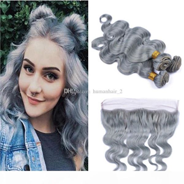 grey color body wave hair 3 bundles with frontal brazilian virgin sliver grey body wave wavy hair extension with 13x4 frontal pieses, Black;brown
grey color body wave hair 3 bundles with frontal brazilian virgin sliver grey body wave wavy hair extension with 13x4 frontal pieses, Black;brown