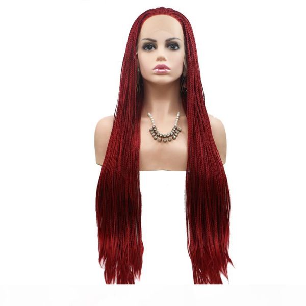box braid lace wig red color heat resistant fiber synthetic hair glueless box braids lace front braided wigs for african american women, Black
box braid lace wig red color heat resistant fiber synthetic hair glueless box braids lace front braided wigs for african american women, Black