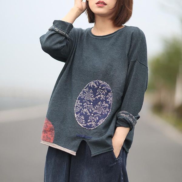ethnic style women's literary jacquard long-sleeved sweater loose hedging retro buckle sweater, White;black
ethnic style women's literary jacquard long-sleeved sweater loose hedging retro buckle sweater, White;black