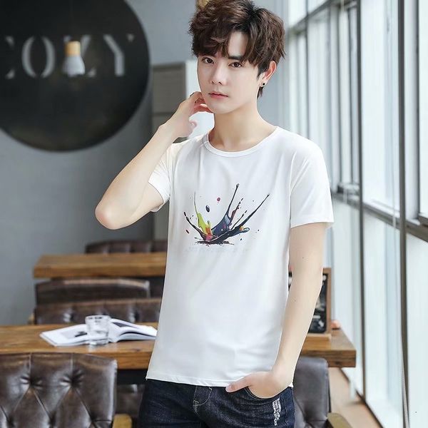 2019 new trend short korean round neck slim half sleeve men's t-shirt student summer wear, White;black
2019 new trend short korean round neck slim half sleeve men's t-shirt student summer wear, White;black