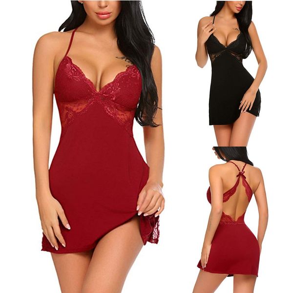 new backless lingerie women's lace satin silk sleepwear pajamas erotic night underwear, Black;white
new backless lingerie women's lace satin silk sleepwear pajamas erotic night underwear, Black;white