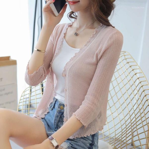 women's knits & tees 2021 spring and summer style of pure color ice silk cardigan short air conditioning knitted cardiga1, White
women's knits & tees 2021 spring and summer style of pure color ice silk cardigan short air conditioning knitted cardiga1, White