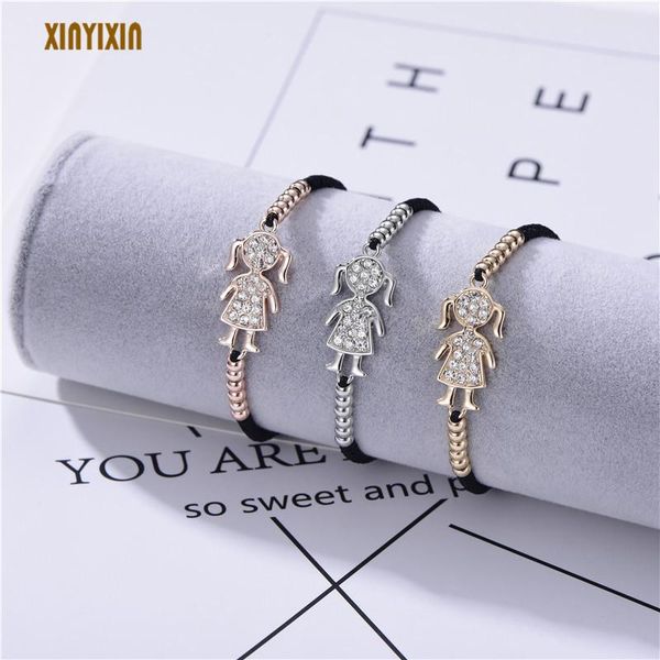 charm bracelets crystal gold girl pendant bracelet women cute beads adjustable black rope chain fashion jewelry friendship gift, Golden;silver 
charm bracelets crystal gold girl pendant bracelet women cute beads adjustable black rope chain fashion jewelry friendship gift, Golden;silver