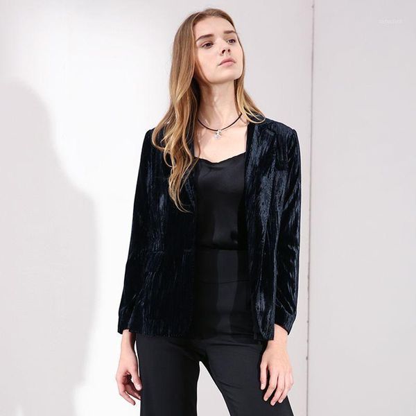2019 autumn and winter new arrival single button suits stylish and simple commuter blue velvet thin small blazers women 1w191801, White;black
2019 autumn and winter new arrival single button suits stylish and simple commuter blue velvet thin small blazers women 1w191801, White;black
