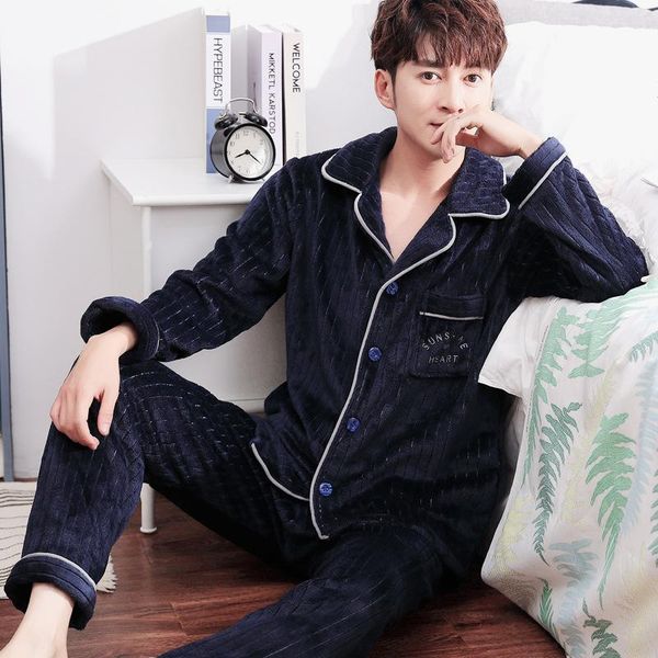 men's sleepwear autumn winter men thicken 2pcs pajamas suit nightwear casual flannel sleep warm home clothes shirt&pants, Black;brown
men's sleepwear autumn winter men thicken 2pcs pajamas suit nightwear casual flannel sleep warm home clothes shirt&pants, Black;brown