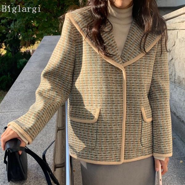 women's jackets korean tweed jacket coat women vintage navy collar coats winter autumn plaid harajuku outwear 2021 arrival, Black;brown
women's jackets korean tweed jacket coat women vintage navy collar coats winter autumn plaid harajuku outwear 2021 arrival, Black;brown