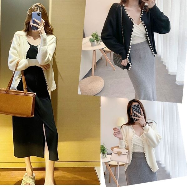 soft knitted women's sweater cardigan beaded long sleeve jumper women jacket coat fall winter women clothes korean 201204, White;black
soft knitted women's sweater cardigan beaded long sleeve jumper women jacket coat fall winter women clothes korean 201204, White;black