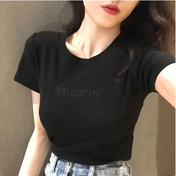 summer korean letter short sleeve women 2020 new slim casual and versatile embroidery embroidery women's fashion 6oygu, White
summer korean letter short sleeve women 2020 new slim casual and versatile embroidery embroidery women's fashion 6oygu, White