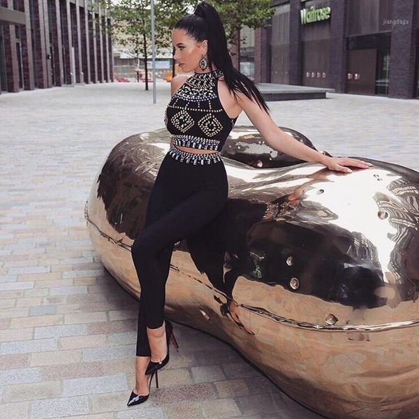2019 elegant women two 2 pieces set beading jumpauit zipper black bandage jumpauits sleeveless patchwork celebrity clubwear1, Black;white
2019 elegant women two 2 pieces set beading jumpauit zipper black bandage jumpauits sleeveless patchwork celebrity clubwear1, Black;white