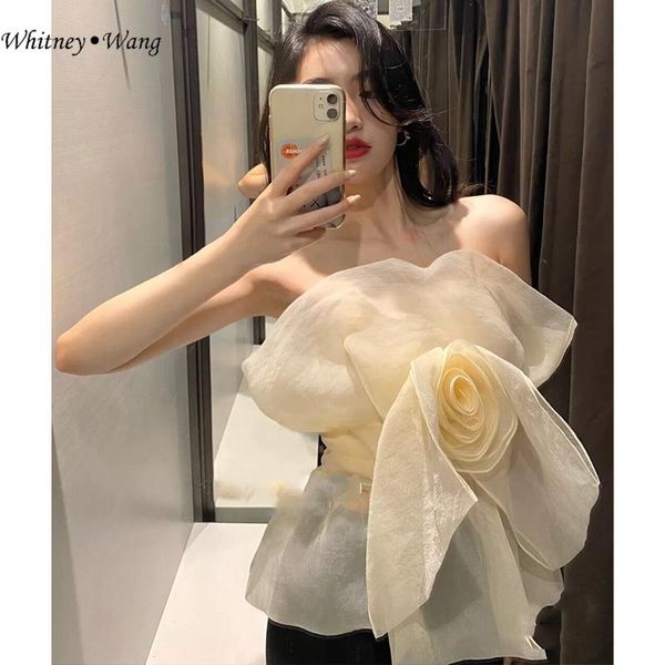 women's tanks & camis whitney wang 2021 summer fashion streetwear 3d floral mesh strapless women party wear t-shirt, White
women's tanks & camis whitney wang 2021 summer fashion streetwear 3d floral mesh strapless women party wear t-shirt, White