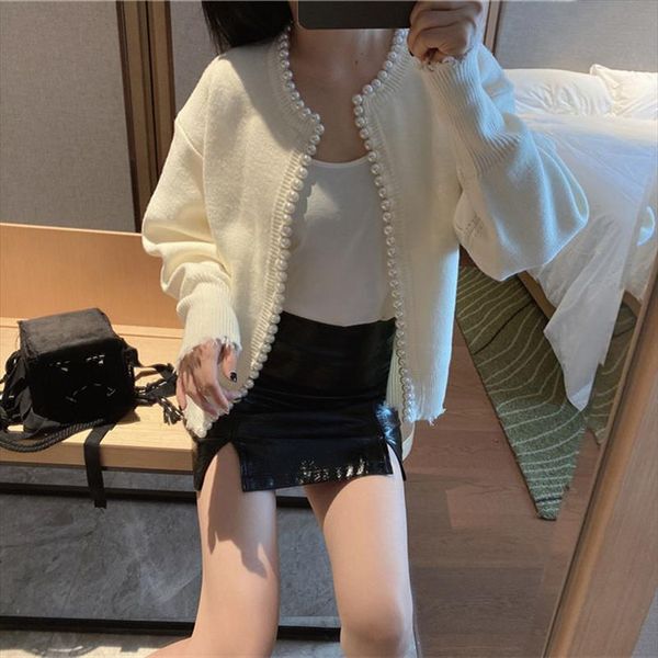 cardigan pearls women white beading knitted cute female 2021 jacket autumn knit sweater soft spring streetwear coat outwear new tqipp, Black
cardigan pearls women white beading knitted cute female 2021 jacket autumn knit sweater soft spring streetwear coat outwear new tqipp, Black