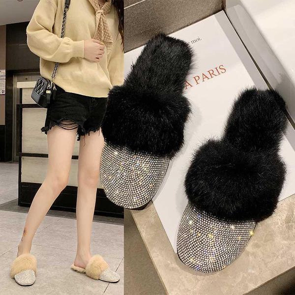 slippers round toe designer hair shoes women luxury 2021 rhinestone fur crystal diamond mules slip on half flats shoes1, Black
slippers round toe designer hair shoes women luxury 2021 rhinestone fur crystal diamond mules slip on half flats shoes1, Black