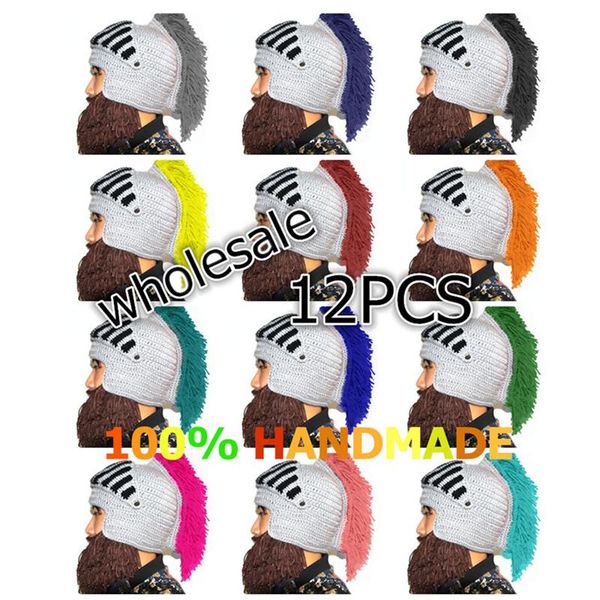 bomhcs 12pcs wholesa funny winter beard hats cosplay roman knight knit helmet handmade beanies men's caps
bomhcs 12pcs wholesa funny winter beard hats cosplay roman knight knit helmet handmade beanies men's caps