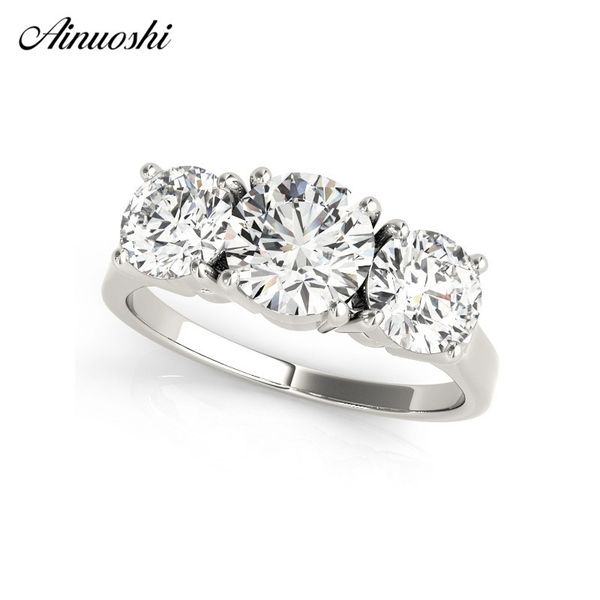 ainuoshi 925 sterling silver 1ct round cut three stones rings wedding engagement bridal rings lover cute silver party jewelry y200106, Slivery;golden 
ainuoshi 925 sterling silver 1ct round cut three stones rings wedding engagement bridal rings lover cute silver party jewelry y200106, Slivery;golden