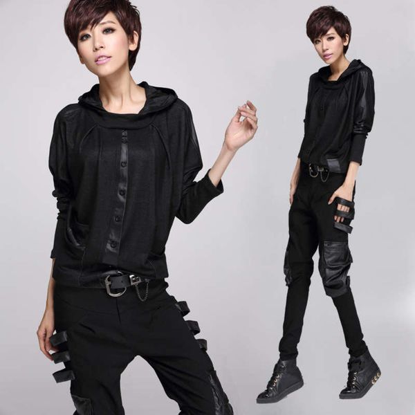 spring and autumn new personalized bat sleeve fashion stitching loose hat women's t-shirt, Black;gray
spring and autumn new personalized bat sleeve fashion stitching loose hat women's t-shirt, Black;gray