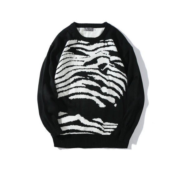autumn and spring men's sweater zebra pattern fashion casual pullover round neck personality loose long-sleeved knitted, White;black
autumn and spring men's sweater zebra pattern fashion casual pullover round neck personality loose long-sleeved knitted, White;black