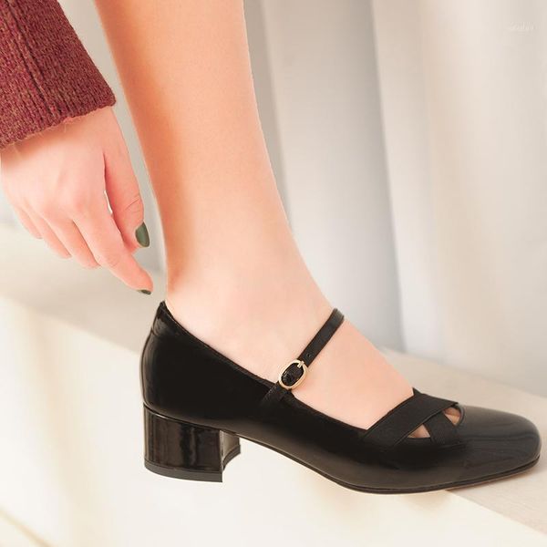 ladies high heels thick-heel women shoes woman pumps big size big size to 26cm one-word buckle patent leather sole shoes1, Black
ladies high heels thick-heel women shoes woman pumps big size big size to 26cm one-word buckle patent leather sole shoes1, Black