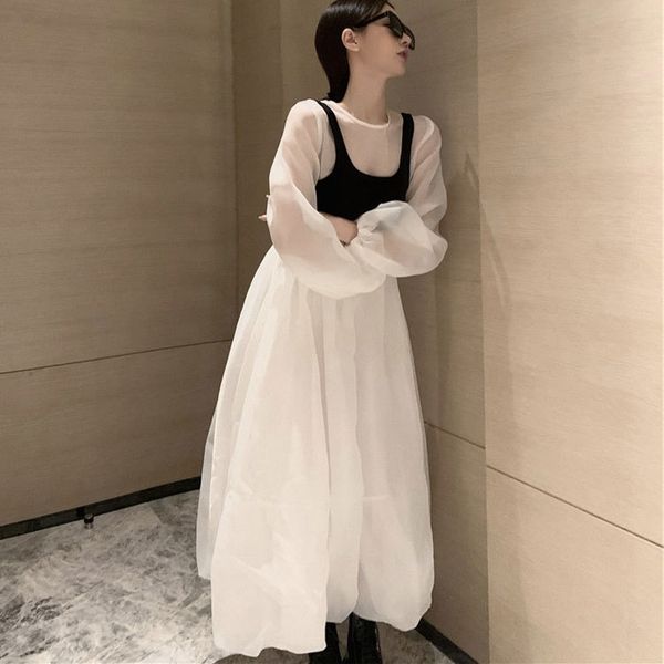 autumn 2020 new ladieswhite two-piece strap dress dress with waistband showing thin and luxurious temperament 2xofy, Black;gray 
autumn 2020 new ladieswhite two-piece strap dress dress with waistband showing thin and luxurious temperament 2xofy, Black;gray