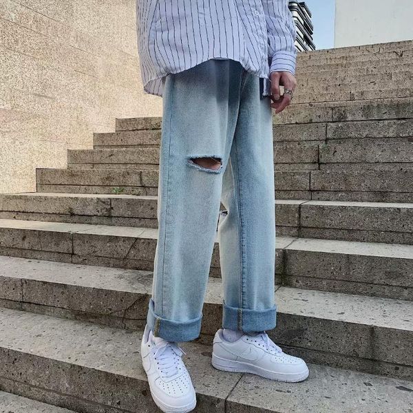 men's jeans trimmed men ins tide ulzzang nine-cent pants vintage bf loose legged trousers, Blue
men's jeans trimmed men ins tide ulzzang nine-cent pants vintage bf loose legged trousers, Blue