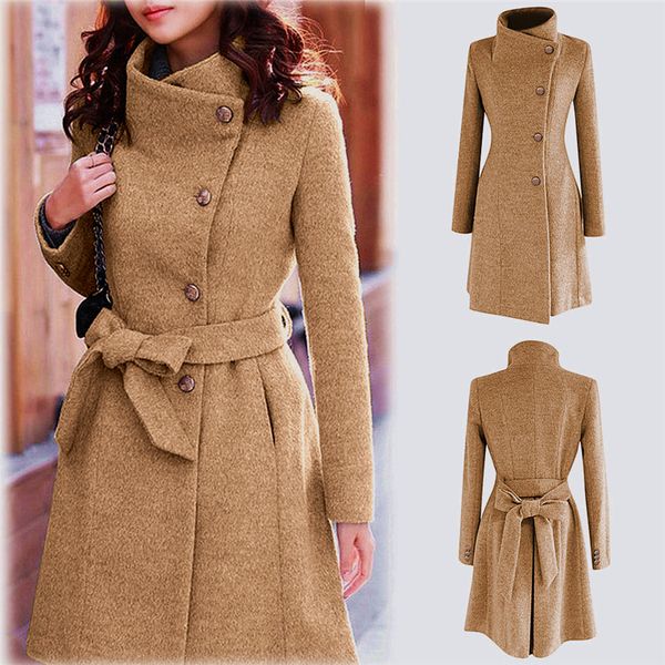 womens winter lapel wool coat trench jacket long sleeve overcoat outwear winter coat women lj201106, Black
womens winter lapel wool coat trench jacket long sleeve overcoat outwear winter coat women lj201106, Black