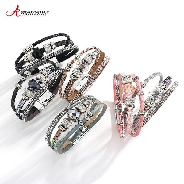 charm bracelets amorcome bohemian splicing shiny sequins leather simple big metal beads crystal wrap bracelet bangles for women, Golden;silver
charm bracelets amorcome bohemian splicing shiny sequins leather simple big metal beads crystal wrap bracelet bangles for women, Golden;silver