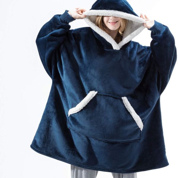 with sleeves oversized hoodie fleece warm hoodies sweatshirts giant tv blanket women hoody robe casaco feminino c1225, Black
with sleeves oversized hoodie fleece warm hoodies sweatshirts giant tv blanket women hoody robe casaco feminino c1225, Black