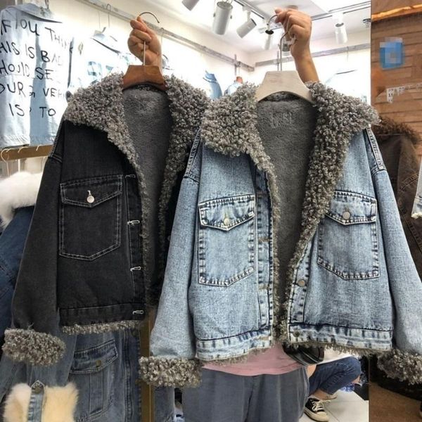 2021 winter new wool denim jacket cashmere women's short jacket loose fashionable cotton padded clothes, Black
2021 winter new wool denim jacket cashmere women's short jacket loose fashionable cotton padded clothes, Black