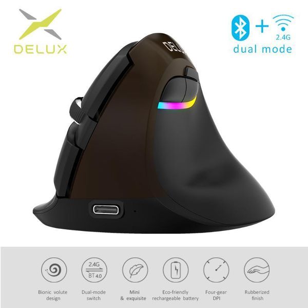 delux m618 mini jet black wireless mouse bluetooth 4.0+2.4ghz dual mode rechargeable silent click vertical mice for pc1
delux m618 mini jet black wireless mouse bluetooth 4.0+2.4ghz dual mode rechargeable silent click vertical mice for pc1