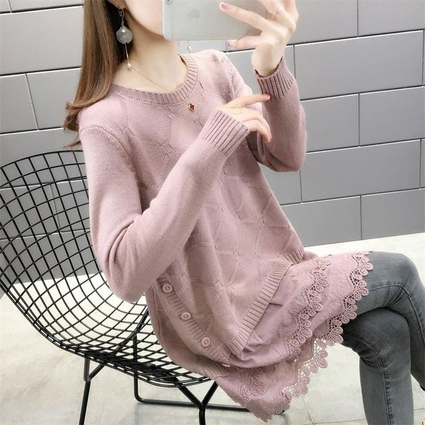 lace stitching knitted sweater women decorative mid-length loose bottoming pullover jumpers female spring 2021 rh851, White;black
lace stitching knitted sweater women decorative mid-length loose bottoming pullover jumpers female spring 2021 rh851, White;black