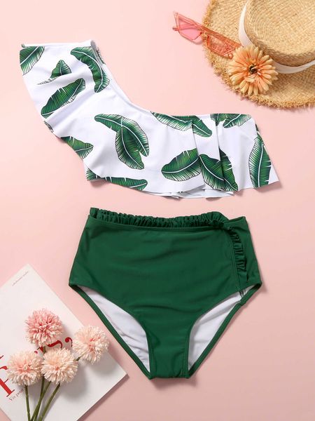 2020 new lotus leaf one shoulder high waist large size swimsuit woman bikini, White;black
2020 new lotus leaf one shoulder high waist large size swimsuit woman bikini, White;black