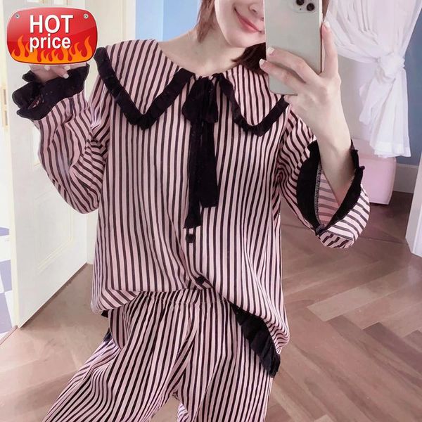 korean long sleeves plus size pajamas woman autumn winter pajamas for teenagers sleepwear striped loungewear women home clothes #xq20, Black;white
korean long sleeves plus size pajamas woman autumn winter pajamas for teenagers sleepwear striped loungewear women home clothes #xq20, Black;white