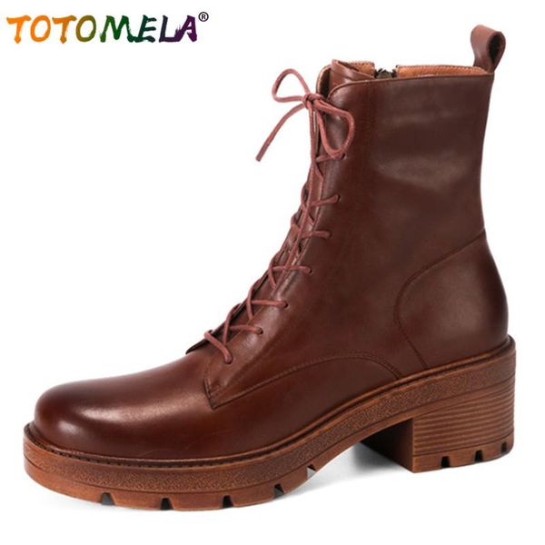 totomela genuine leather vintage boots women shoes round toe square heel platform casual shoes women's motorcycle boots, Black
totomela genuine leather vintage boots women shoes round toe square heel platform casual shoes women's motorcycle boots, Black