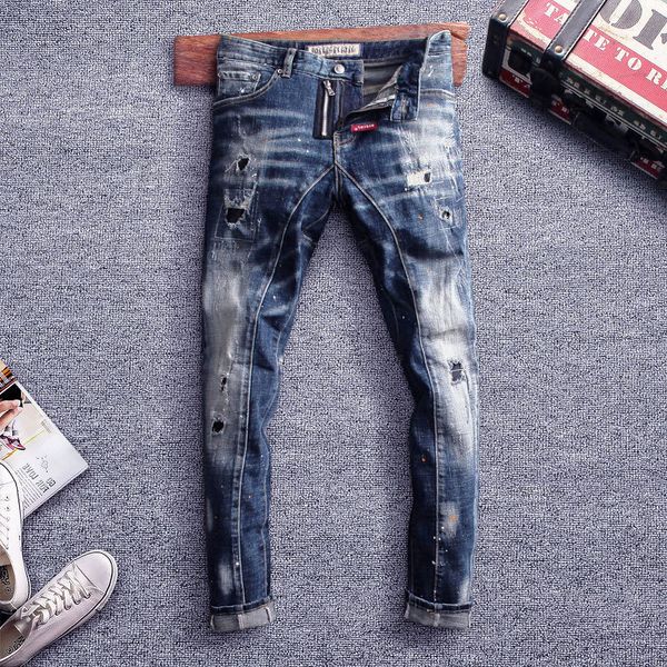 2021 new italian style fashions men's pants fine-fitting torn designer brem hip men streetwear sdse, Blue
2021 new italian style fashions men's pants fine-fitting torn designer brem hip men streetwear sdse, Blue