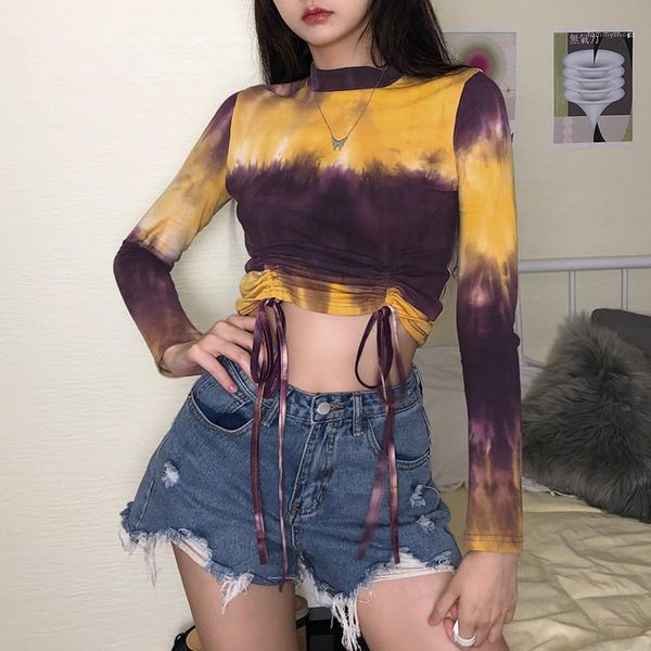 tshirts gradient color drawstring bandage autumn female clothing tie dye fashion exposed navel womens, White
tshirts gradient color drawstring bandage autumn female clothing tie dye fashion exposed navel womens, White
