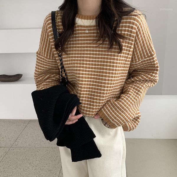 loose casual spring autumn 2021 knit woman sweaters long sleeve pullover striped o neck korean style fashion pull femme y1888a1, White;black
loose casual spring autumn 2021 knit woman sweaters long sleeve pullover striped o neck korean style fashion pull femme y1888a1, White;black
