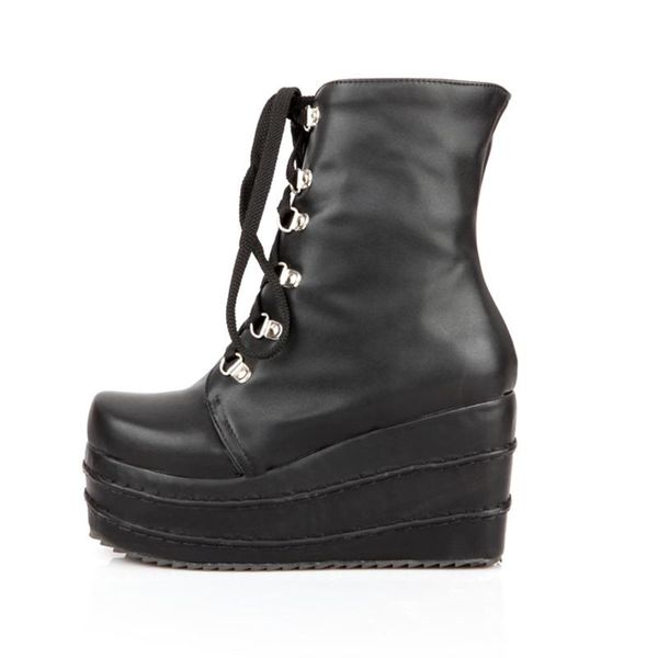 winter ankle platform shoes for woman new fashion round toe pure color consice zipper cross tied platform shoes short boots, Black
winter ankle platform shoes for woman new fashion round toe pure color consice zipper cross tied platform shoes short boots, Black