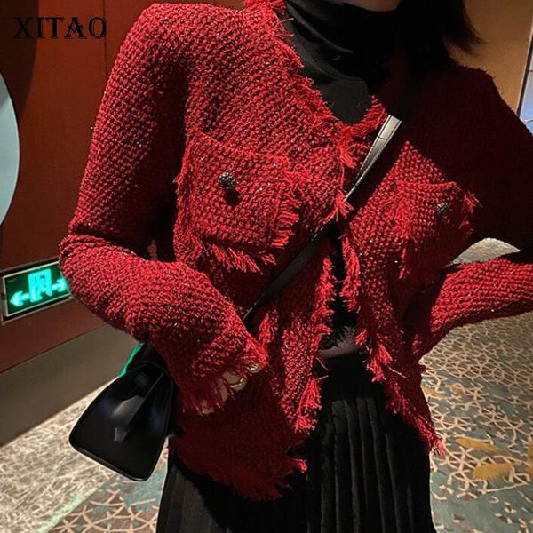 xitao knitted jacket fashion new single breast full sleeve 2021 winter pocket small fresh casual style loose jacket coat zy1275, Black;brown
xitao knitted jacket fashion new single breast full sleeve 2021 winter pocket small fresh casual style loose jacket coat zy1275, Black;brown