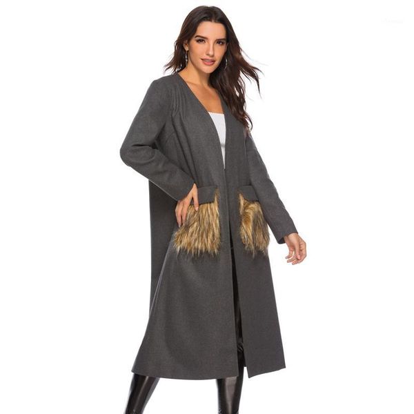 savabien women long gray wool coat autumn winter faux fur pockets slim jacket vintage v neck ladies coat cardigan streetwear1, Black
savabien women long gray wool coat autumn winter faux fur pockets slim jacket vintage v neck ladies coat cardigan streetwear1, Black