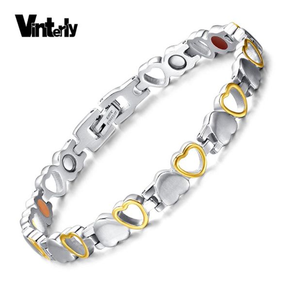 vinterly heart stainless steel bracelet women chain gold-color magnetic bracelet health energy germanium bracelets for women, Black
vinterly heart stainless steel bracelet women chain gold-color magnetic bracelet health energy germanium bracelets for women, Black