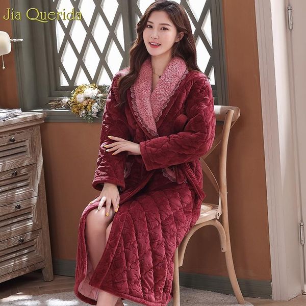 women's sleepwear lingerie robe winter ladies long gowns elegant home plus size thick 3 layer padded thermal kimono bathrobe women, Black;red
women's sleepwear lingerie robe winter ladies long gowns elegant home plus size thick 3 layer padded thermal kimono bathrobe women, Black;red