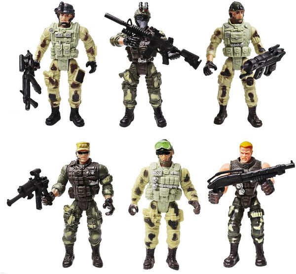 6 pcs action figure army soldiers toy with weapon / military figures playsets war men swat special force (each 4" tall) (swat
6 pcs action figure army soldiers toy with weapon / military figures playsets war men swat special force (each 4" tall) (swat