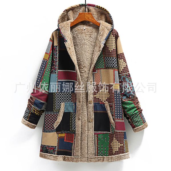 winter wish european and american new style womens cotton linen printed hoodie warm plush coat, Black
winter wish european and american new style womens cotton linen printed hoodie warm plush coat, Black