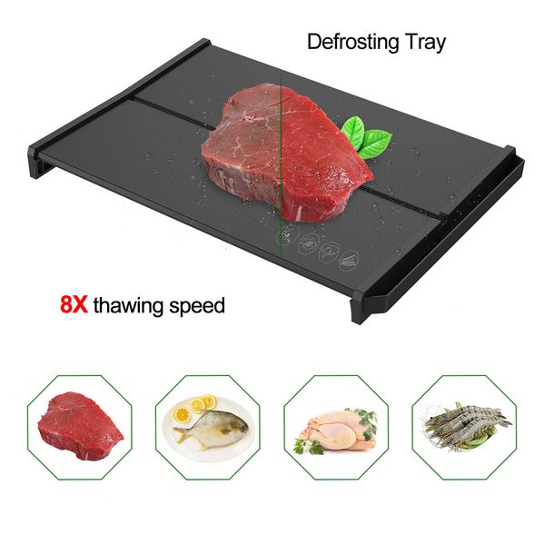 defrosting tray with drip tray, thawing plate for fast defrosting of frozen foods, grooves design for draining liquid, no electricity
defrosting tray with drip tray, thawing plate for fast defrosting of frozen foods, grooves design for draining liquid, no electricity