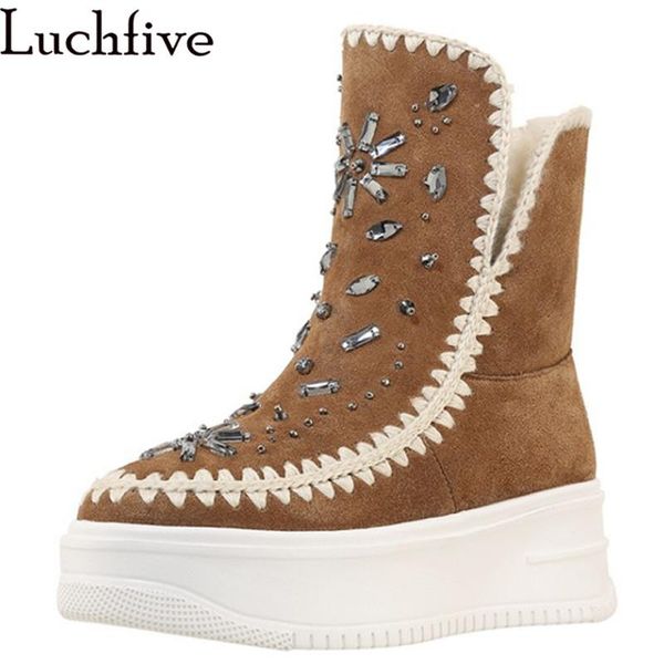 luxury crystal wool short boots woman brown black comfortable warm open style slip-on lazy boots winter thick sole snow
luxury crystal wool short boots woman brown black comfortable warm open style slip-on lazy boots winter thick sole snow