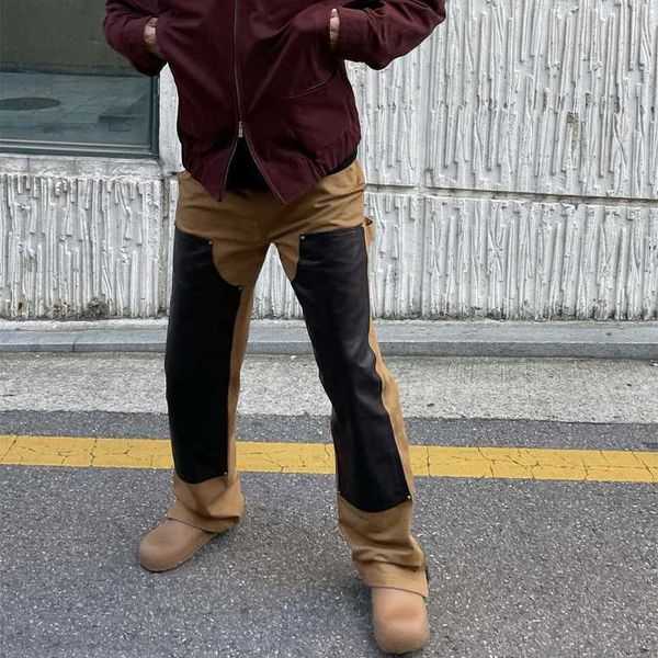 grailz patchwork patch leather khaki brown leather pants overalls vibe style men's and women's casual pants, Black
grailz patchwork patch leather khaki brown leather pants overalls vibe style men's and women's casual pants, Black