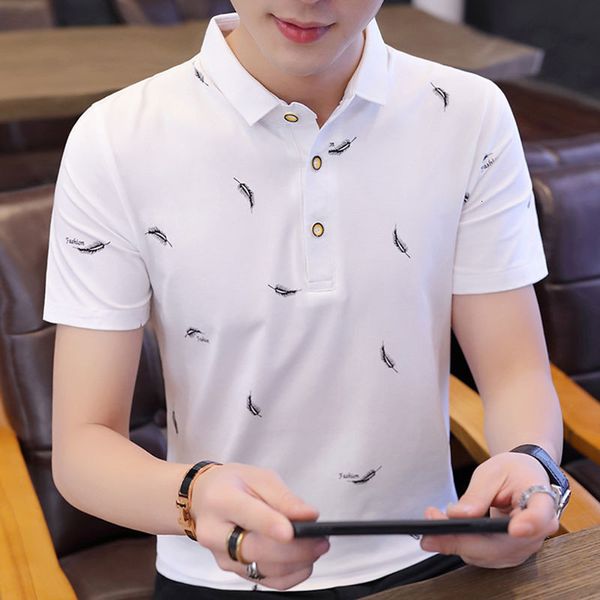2021 summer polo men's short sleeve plumage printed t-shirt sports casual golf shirts fashioin korean male polos shirt, White;black
2021 summer polo men's short sleeve plumage printed t-shirt sports casual golf shirts fashioin korean male polos shirt, White;black