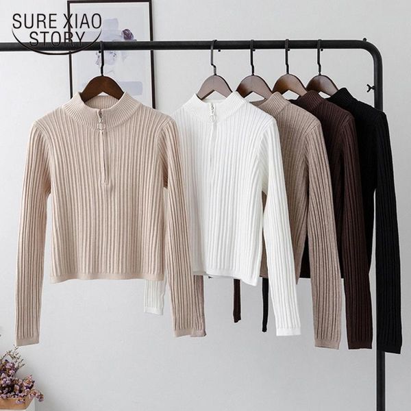 women's sweaters casual autumn winter pullover women sweater zipper knitted korean style slim short jumper pull femme 11897, White;black
women's sweaters casual autumn winter pullover women sweater zipper knitted korean style slim short jumper pull femme 11897, White;black